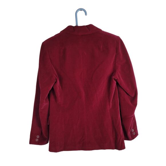 Mulberry Street womens maroon red velvet vintage one button blazer jacket size S - Picture 2 of 9